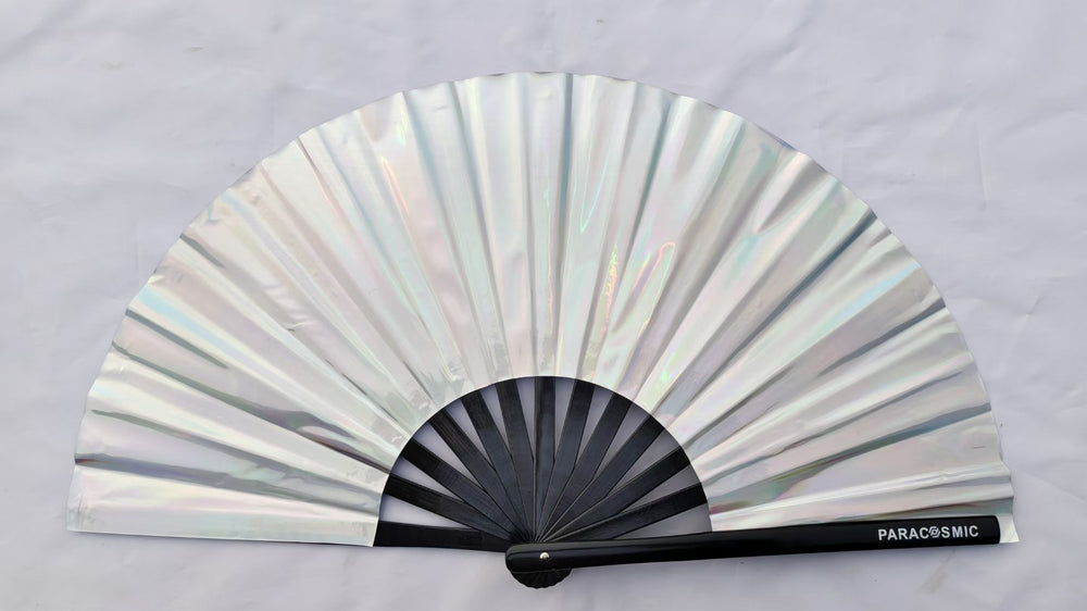 PARACOSMIC Holographic Foldable Hand Fan - Silver